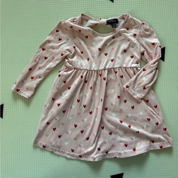 Picapino|Baby girl pink long sleeve casual dress with heart print throughout,24M - Picture 6 of 7